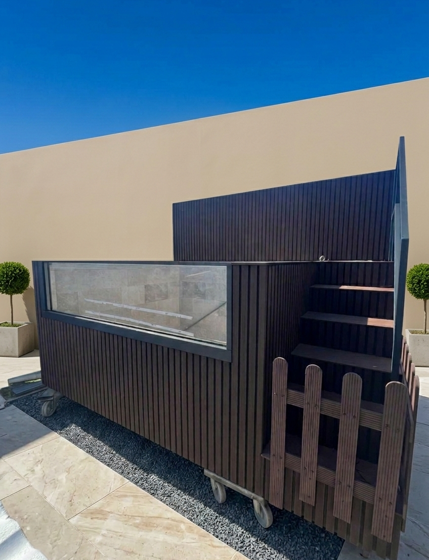 Piscina Elevada de patio 3 x 2,2 M con cristal ampliado (14PPCO/24 TA)